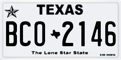 TX license plate BCO2146