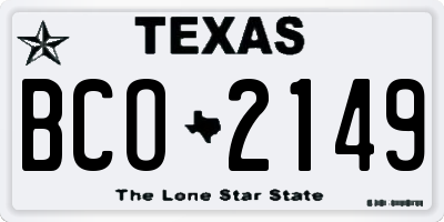 TX license plate BCO2149