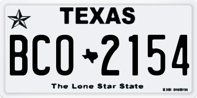 TX license plate BCO2154