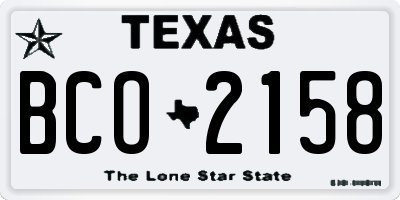 TX license plate BCO2158