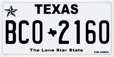 TX license plate BCO2160