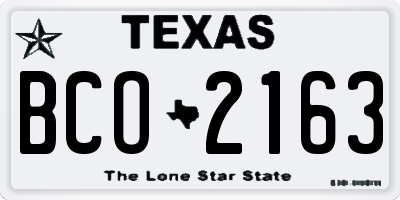 TX license plate BCO2163