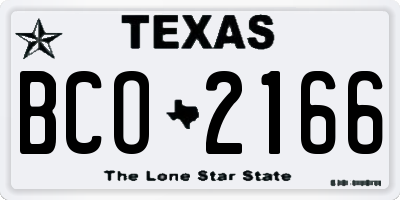 TX license plate BCO2166
