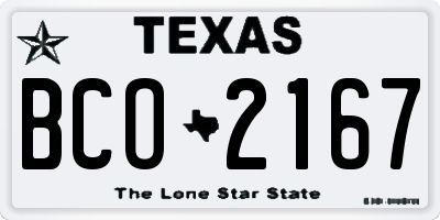 TX license plate BCO2167