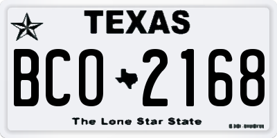 TX license plate BCO2168