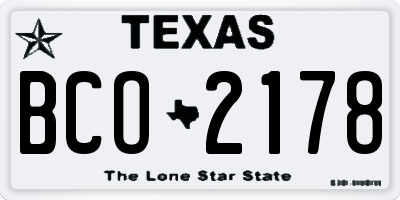 TX license plate BCO2178