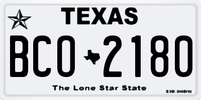 TX license plate BCO2180