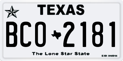 TX license plate BCO2181
