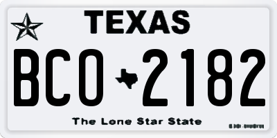 TX license plate BCO2182