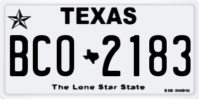 TX license plate BCO2183