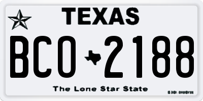TX license plate BCO2188