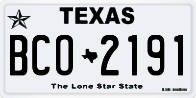TX license plate BCO2191