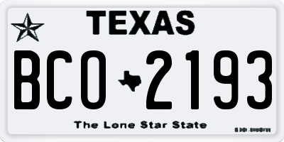 TX license plate BCO2193