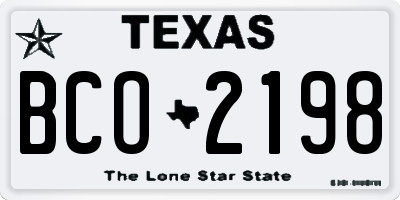 TX license plate BCO2198