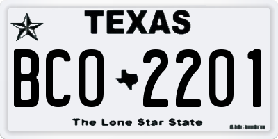 TX license plate BCO2201