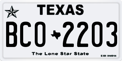 TX license plate BCO2203