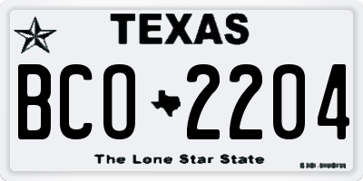 TX license plate BCO2204