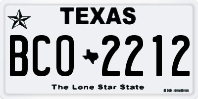 TX license plate BCO2212
