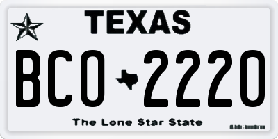TX license plate BCO2220