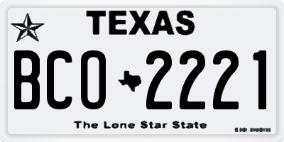 TX license plate BCO2221