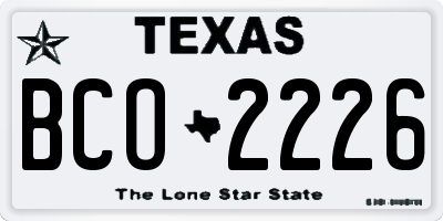 TX license plate BCO2226