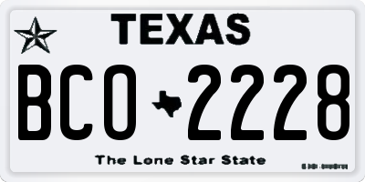 TX license plate BCO2228