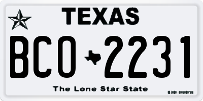 TX license plate BCO2231