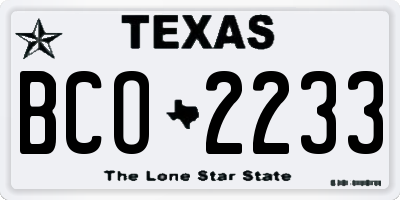 TX license plate BCO2233