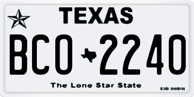 TX license plate BCO2240