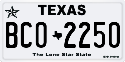TX license plate BCO2250