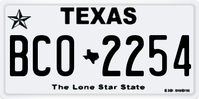 TX license plate BCO2254