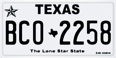 TX license plate BCO2258
