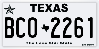 TX license plate BCO2261