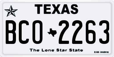 TX license plate BCO2263