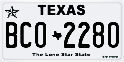 TX license plate BCO2280