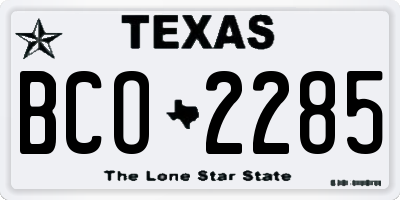 TX license plate BCO2285
