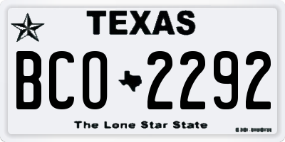 TX license plate BCO2292