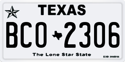TX license plate BCO2306