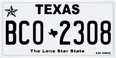 TX license plate BCO2308