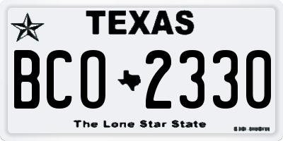 TX license plate BCO2330