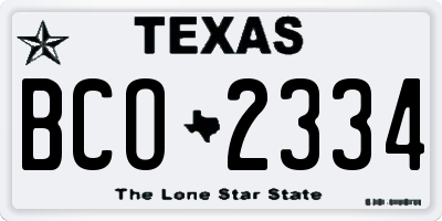 TX license plate BCO2334