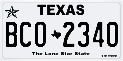 TX license plate BCO2340