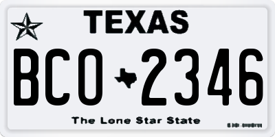 TX license plate BCO2346