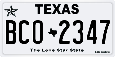 TX license plate BCO2347