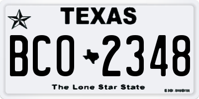 TX license plate BCO2348