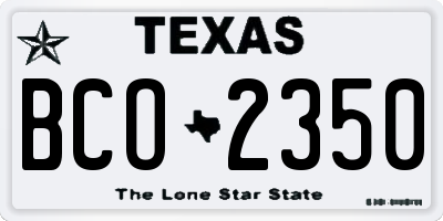 TX license plate BCO2350
