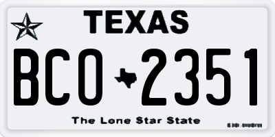 TX license plate BCO2351