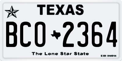 TX license plate BCO2364