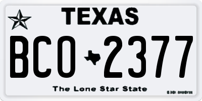 TX license plate BCO2377