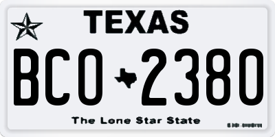 TX license plate BCO2380